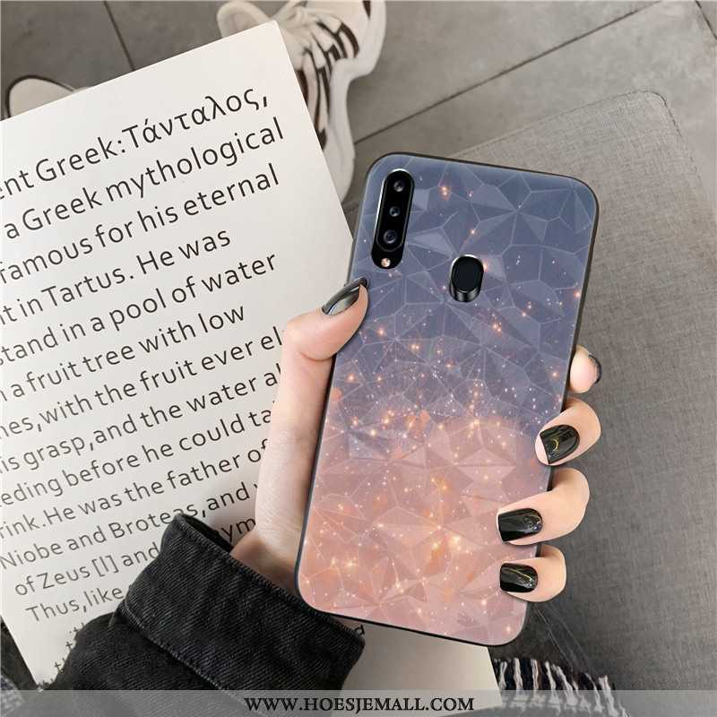 Hoesje Samsung Galaxy A20s Patroon Zacht Ster Mobiele Telefoon Hart Ruit Blauwe