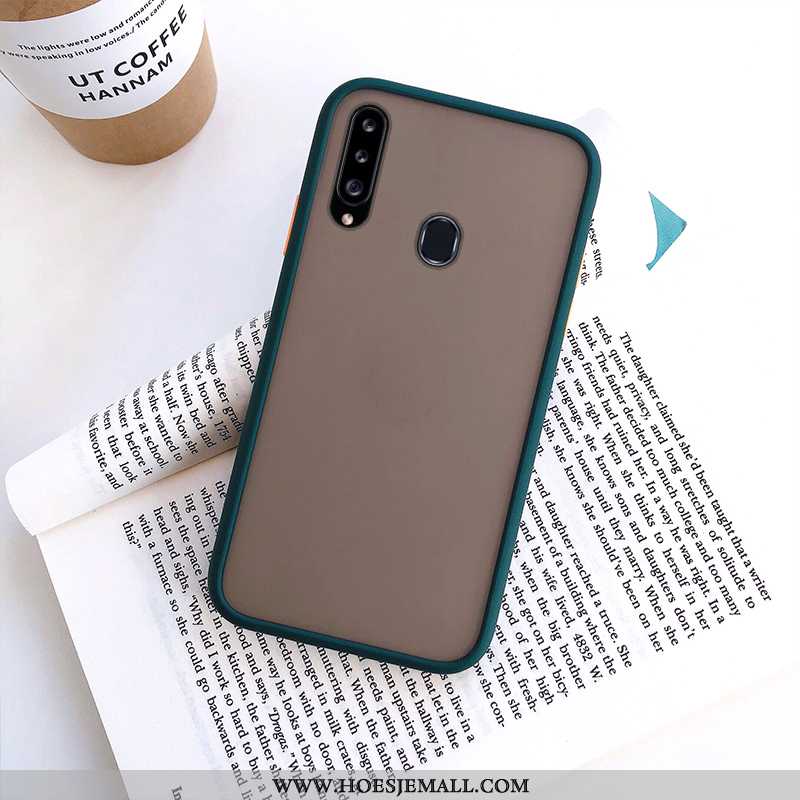 Hoesje Samsung Galaxy A20s Schrobben Trend Hoes Mobiele Telefoon Blauw Eenvoudige Anti-fall Blauwe