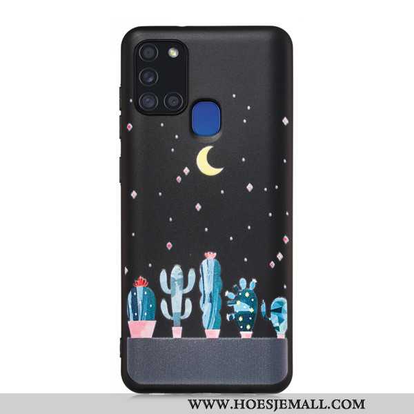 Hoesje Samsung Galaxy A21s Schrobben Spotprent Ster Hoes Mobiele Telefoon All Inclusive Zwarte