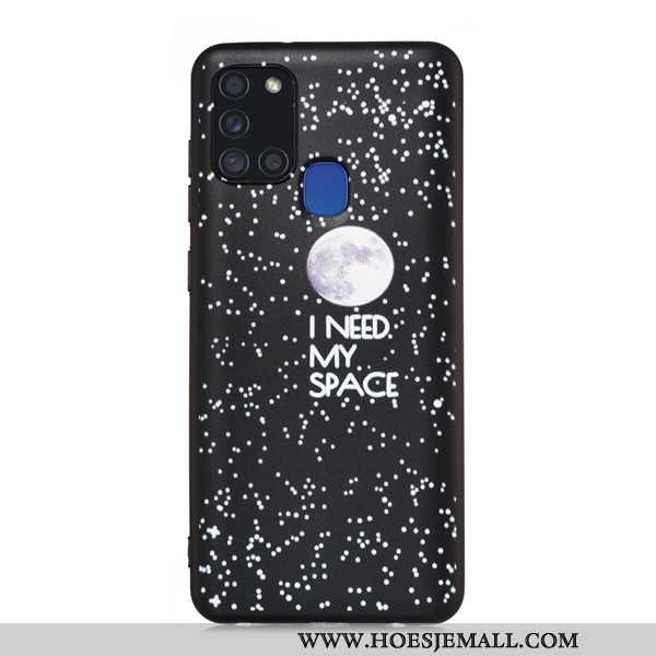 Hoesje Samsung Galaxy A21s Schrobben Spotprent Ster Hoes Mobiele Telefoon All Inclusive Zwarte