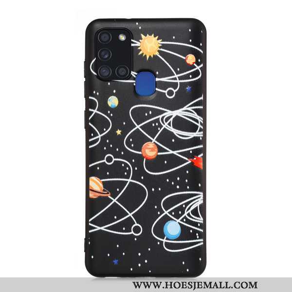 Hoesje Samsung Galaxy A21s Schrobben Spotprent Ster Hoes Mobiele Telefoon All Inclusive Zwarte