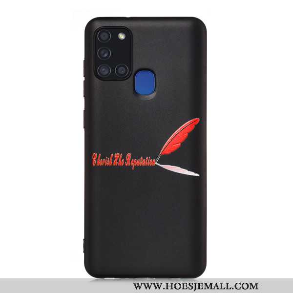 Hoesje Samsung Galaxy A21s Schrobben Spotprent Ster Hoes Mobiele Telefoon All Inclusive Zwarte