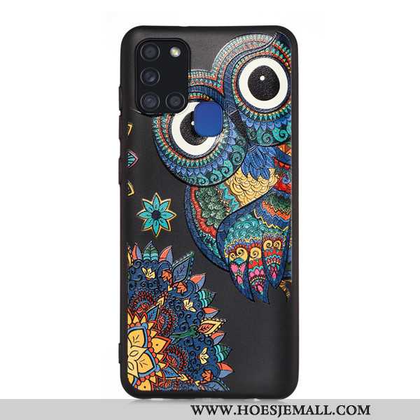 Hoesje Samsung Galaxy A21s Schrobben Spotprent Ster Hoes Mobiele Telefoon All Inclusive Zwarte