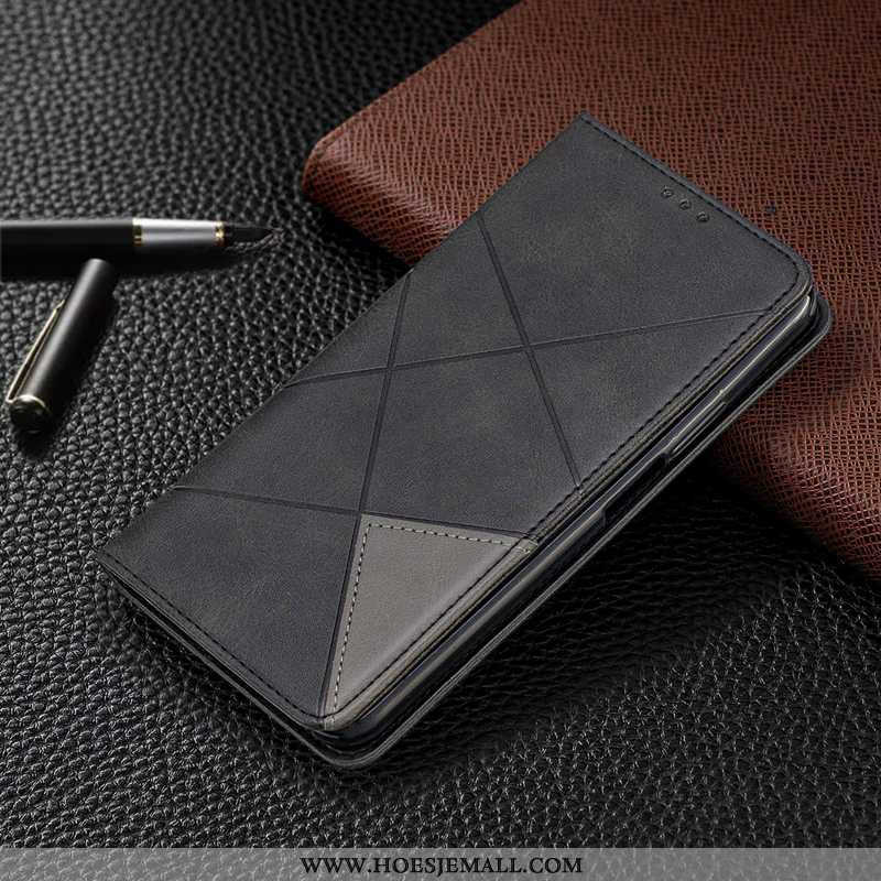 Hoes Samsung Galaxy A21s Leren Hoesje Bescherming Ster Folio Zwart Zwarte