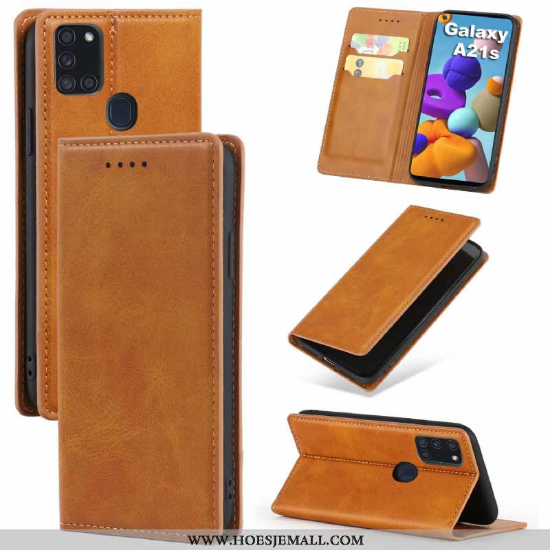 Hoes Samsung Galaxy A21s Leren Hoesje Leer Klittenband Anti-fall Patroon Mobiele Telefoon All Inclus