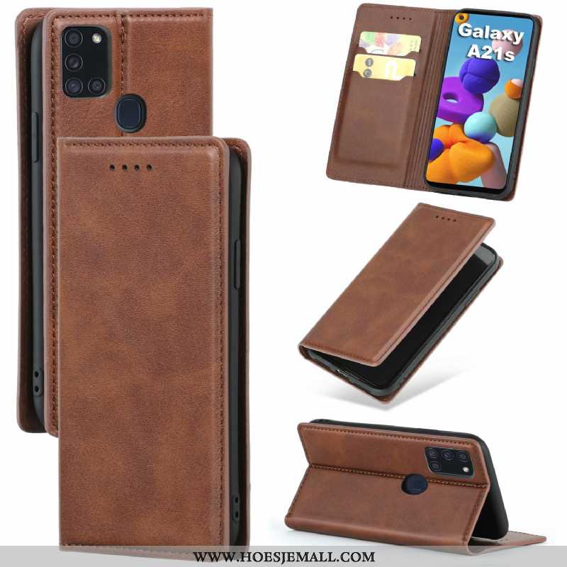 Hoes Samsung Galaxy A21s Leren Hoesje Leer Klittenband Anti-fall Patroon Mobiele Telefoon All Inclus