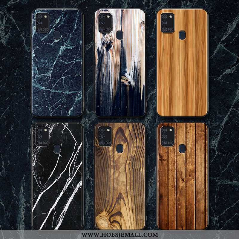 Hoes Samsung Galaxy A21s Persoonlijk Patroon Zacht Hout Hoesje Trend Mobiele Telefoon Bruin