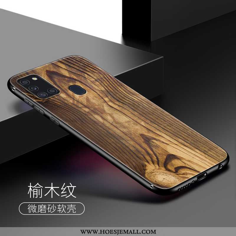 Hoes Samsung Galaxy A21s Persoonlijk Patroon Zacht Hout Hoesje Trend Mobiele Telefoon Bruin