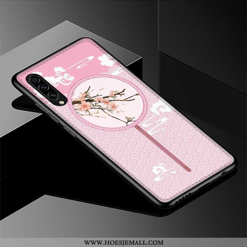 Hoesje Samsung Galaxy A30s Siliconen Bescherming Zacht Reliëf Chinese Stijl Leer Roze