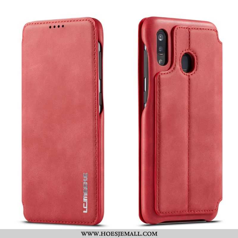 Hoes Samsung Galaxy A40 Bescherming Leren Hoesje Trend All Inclusive Rood Ster