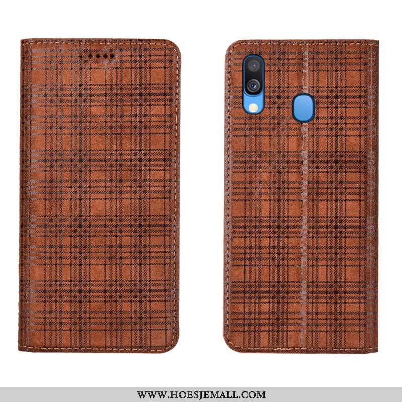 Hoes Samsung Galaxy A40 Leren Hoesje Echt Leer Wijnrood Ster Anti-fall Mobiele Telefoon Bordeaux