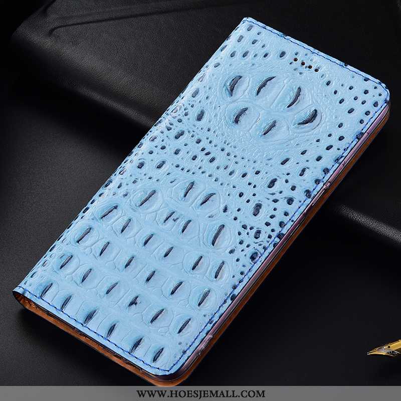 Hoes Samsung Galaxy A40 Echt Leer Bescherming Anti-fall Blauw Krokodil Ster Blauwe