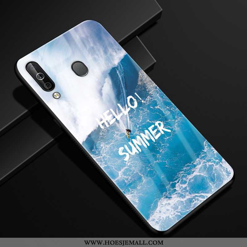 Hoes Samsung Galaxy A40s Scheppend Bescherming Anti-fall Glas Hoesje Mobiele Telefoon Donkerblauw Do