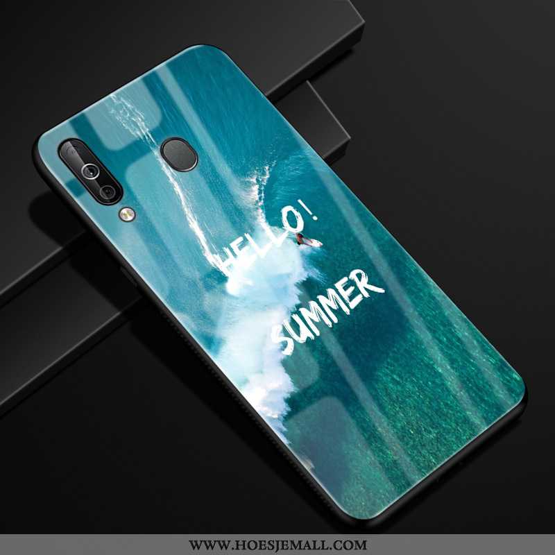 Hoes Samsung Galaxy A40s Scheppend Bescherming Anti-fall Glas Hoesje Mobiele Telefoon Donkerblauw Do