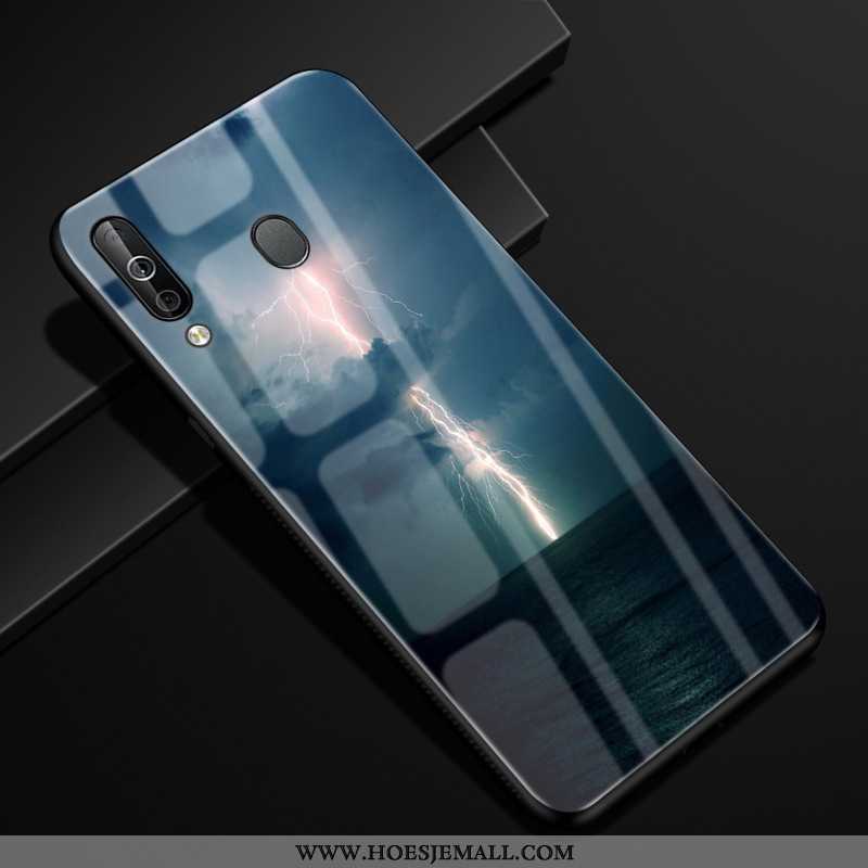 Hoes Samsung Galaxy A40s Scheppend Bescherming Anti-fall Glas Hoesje Mobiele Telefoon Donkerblauw Do