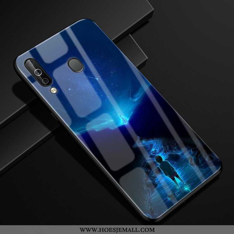 Hoes Samsung Galaxy A40s Scheppend Bescherming Anti-fall Glas Hoesje Mobiele Telefoon Donkerblauw Do