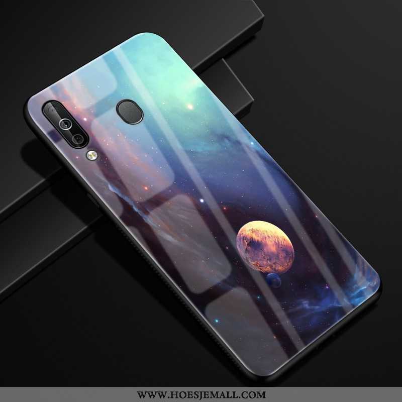 Hoes Samsung Galaxy A40s Scheppend Bescherming Anti-fall Glas Hoesje Mobiele Telefoon Donkerblauw Do