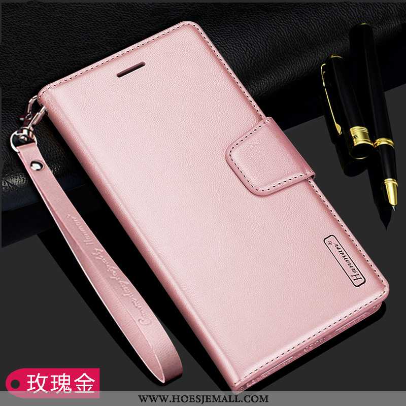 Hoesje Samsung Galaxy A40s Leren Bescherming Hoes Folio Ster Roze