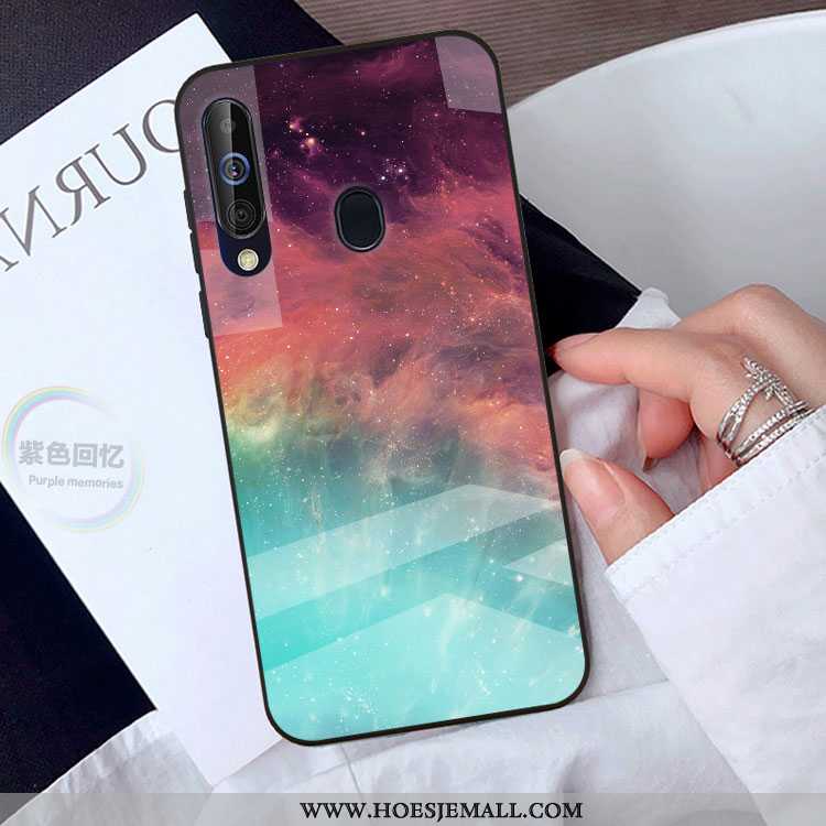 Hoesje Samsung Galaxy A40s Bescherming Glas Mobiele Telefoon Hoes Spiegel Zwart Scheppend Zwarte