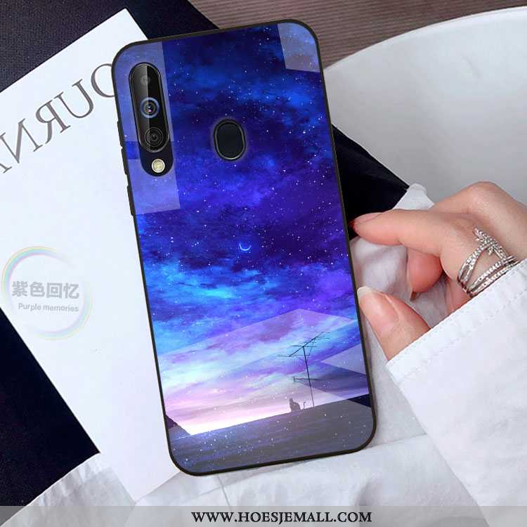 Hoesje Samsung Galaxy A40s Bescherming Glas Mobiele Telefoon Hoes Spiegel Zwart Scheppend Zwarte