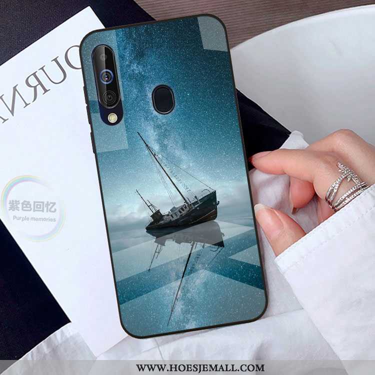 Hoesje Samsung Galaxy A40s Bescherming Glas Mobiele Telefoon Hoes Spiegel Zwart Scheppend Zwarte