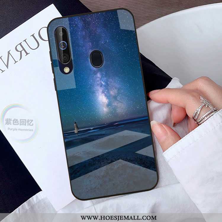 Hoesje Samsung Galaxy A40s Bescherming Glas Mobiele Telefoon Hoes Spiegel Zwart Scheppend Zwarte