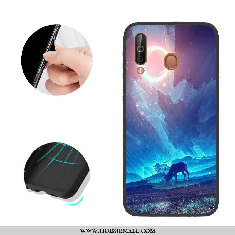 Hoes Samsung Galaxy A40s Patroon Ster Hoesje Zwart Mobiele Telefoon Zwarte