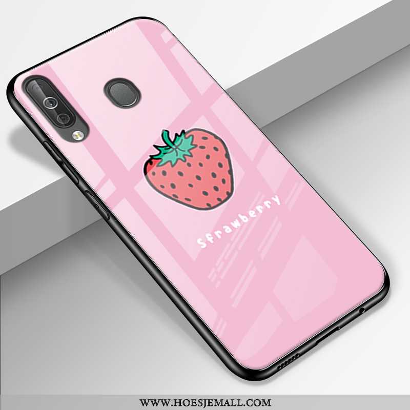 Hoes Samsung Galaxy A40s Glas Trend Siliconen Pas Roze Ster