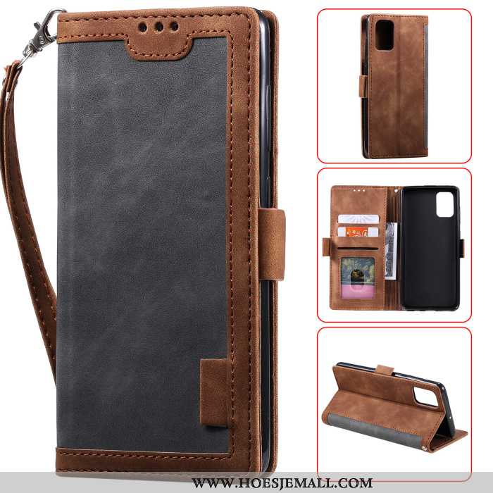 Hoes Samsung Galaxy A41 Leren Hoesje Vintage Verbinding Anti-fall Ster Mobiele Telefoon Groen