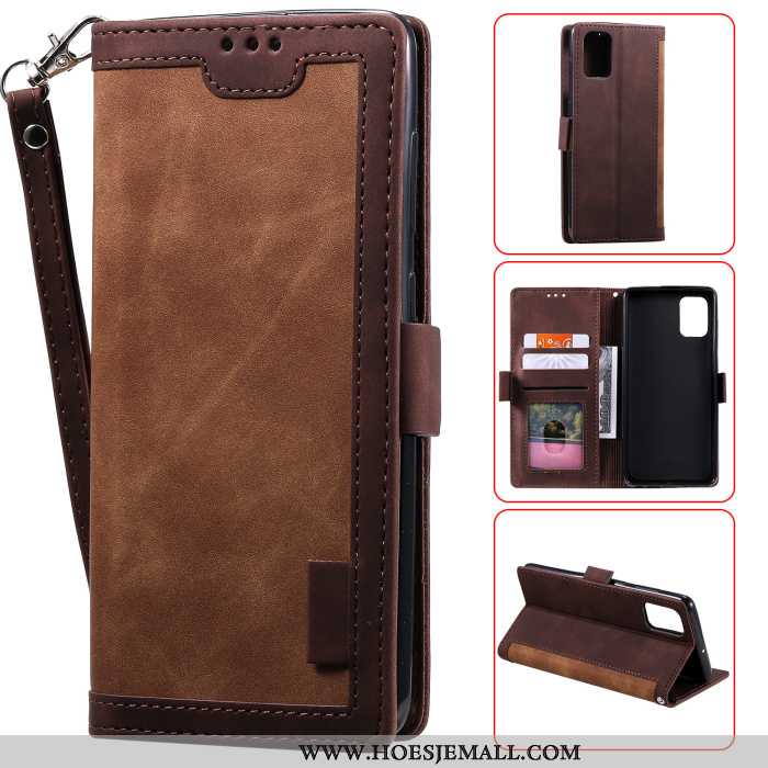 Hoes Samsung Galaxy A41 Leren Hoesje Vintage Verbinding Anti-fall Ster Mobiele Telefoon Groen