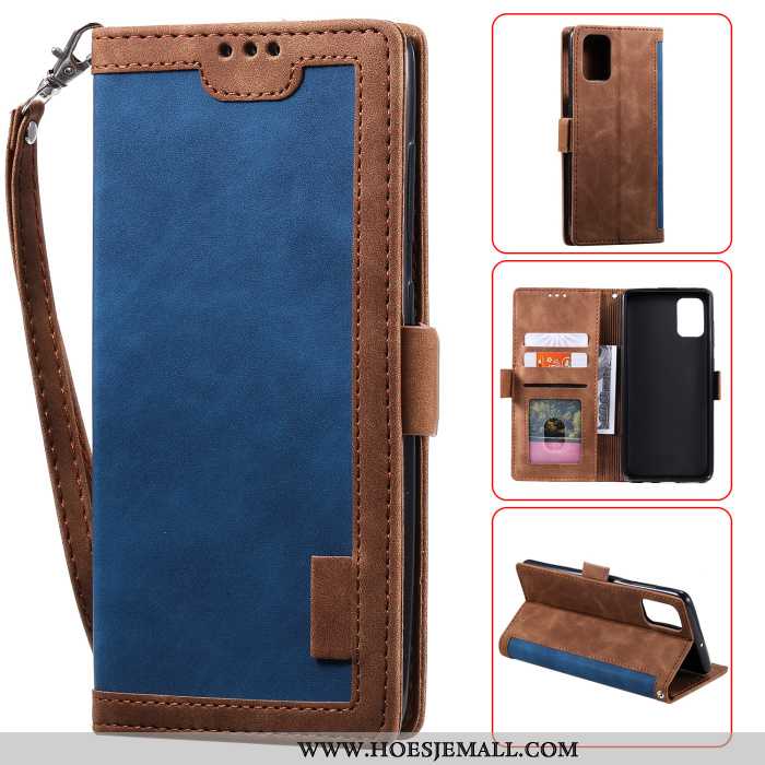 Hoes Samsung Galaxy A41 Leren Hoesje Vintage Verbinding Anti-fall Ster Mobiele Telefoon Groen