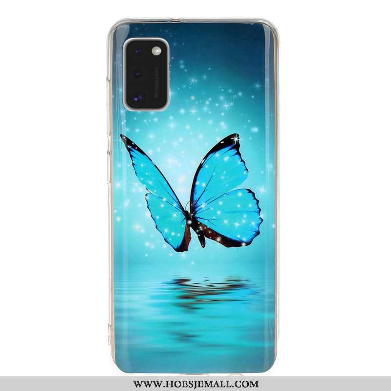 Hoes Samsung Galaxy A41 Spotprent Blauw Anti-fall Lichtende Mobiele Telefoon All Inclusive Hoesje Bl