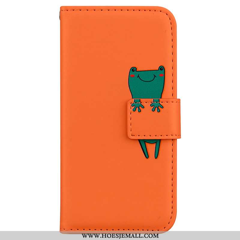 Hoes Samsung Galaxy A41 Leren Hoesje Spotprent Clamshell Oranje Ster Mooie