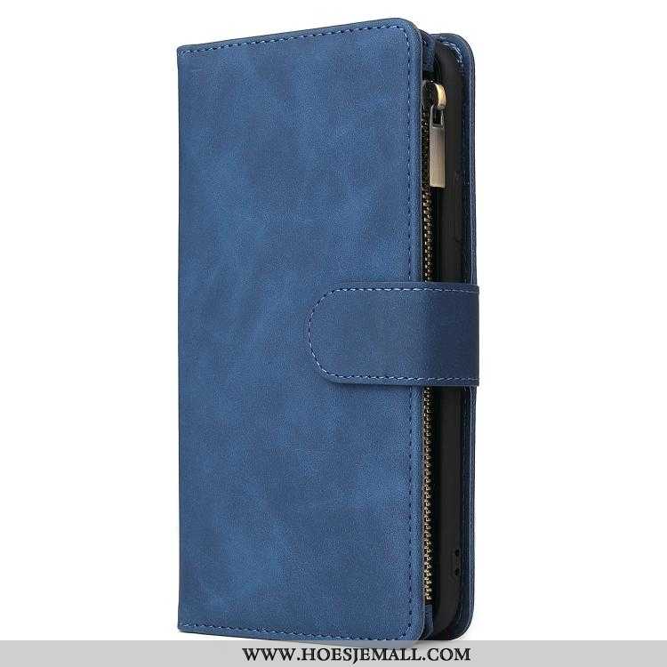 Hoes Samsung Galaxy A41 Leren Hoesje Bescherming Mobiele Telefoon Kaart Blauw Folio Blauwe