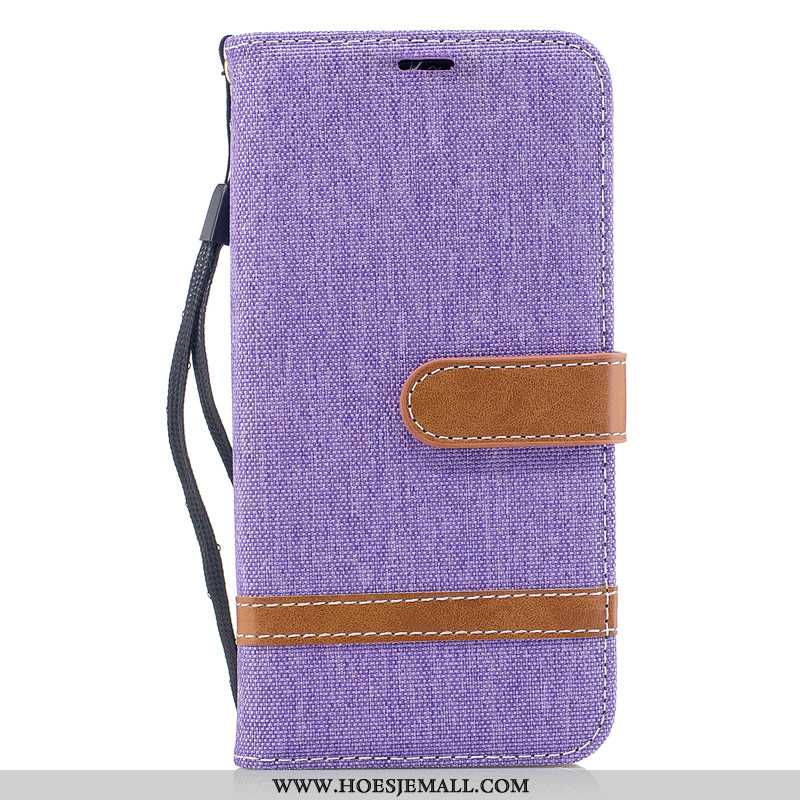 Hoesje Samsung Galaxy A50 Trend Bescherming Purper Nieuw Leren Denim Mobiele Telefoon