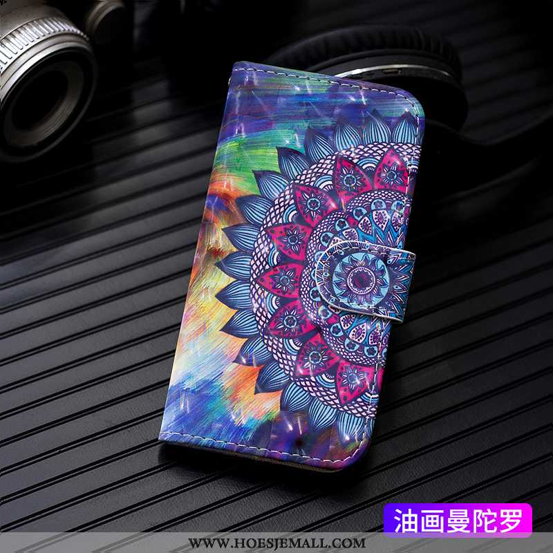 Hoes Samsung Galaxy A50 Leren Hoesje Mode Wit Spotprent Mobiele Telefoon Clamshell Bescherming Witte