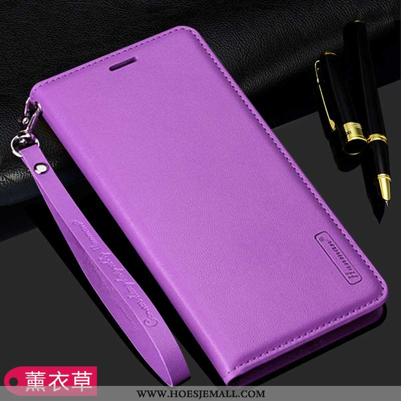 Hoes Samsung Galaxy A50 Leren Hoesje Hanger Vouw Mobiele Telefoon Kaart Tas Folio Bedrijf Roze