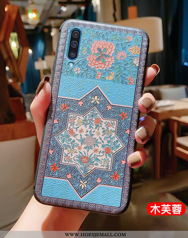 Hoesje Samsung Galaxy A50 Bescherming Reliëf Chinese Stijl Hoes All Inclusive Anti-fall Rood