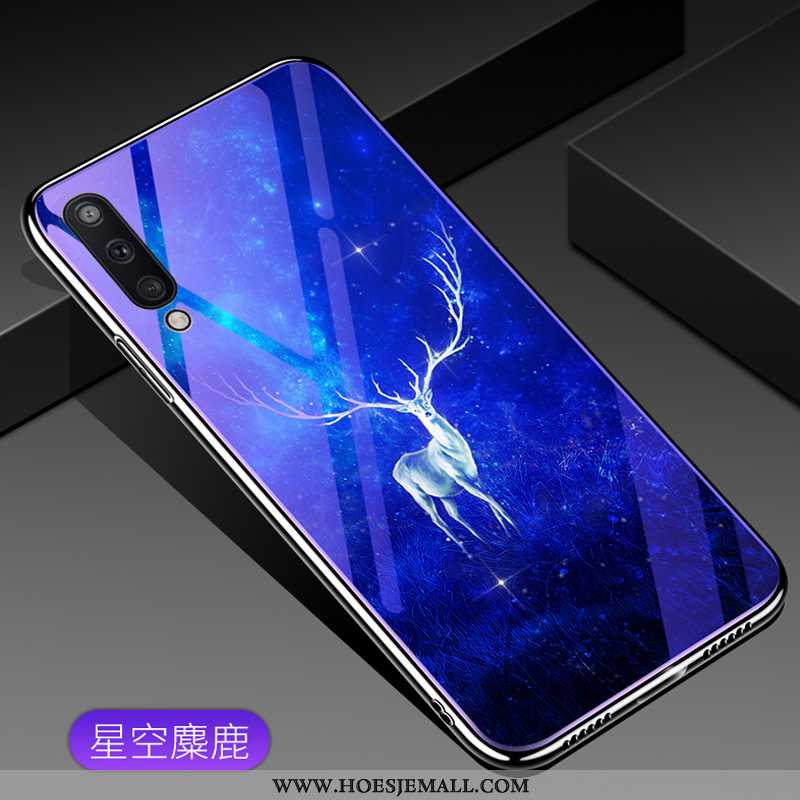 Hoes Samsung Galaxy A50 Zacht Bescherming Hoesje Glas Blauw Ster All Inclusive Purper