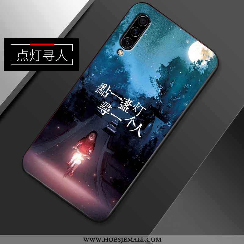 Hoesje Samsung Galaxy A50 Bescherming Schrobben Net Red Dun Super Mobiele Telefoon Ster Donkerblauwe