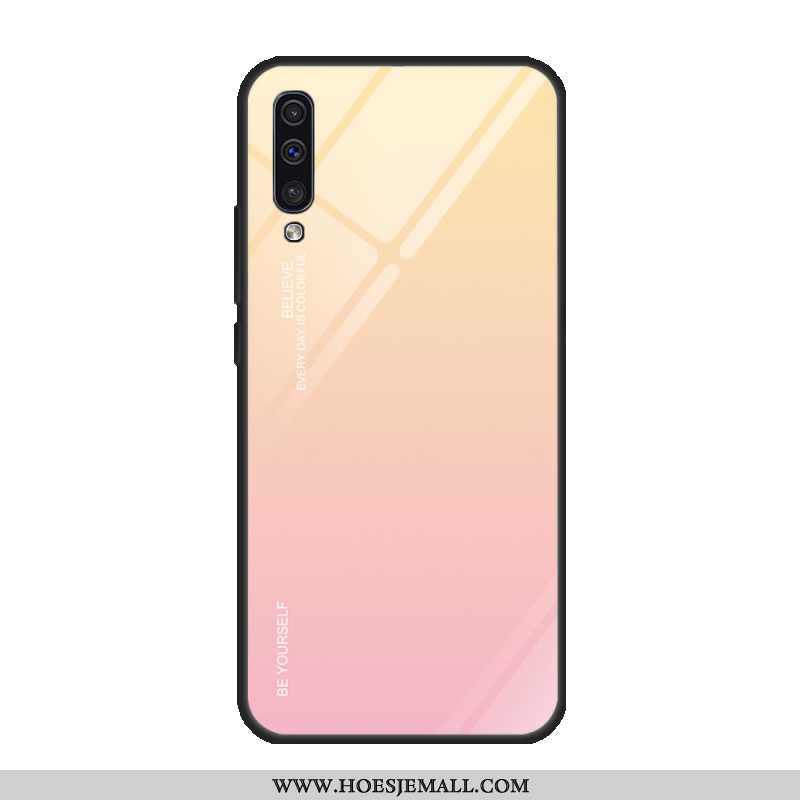 Hoes Samsung Galaxy A50 Glas Bescherming Tempereren Purper Achterklep Ster Hoesje