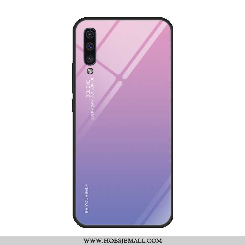 Hoes Samsung Galaxy A50 Glas Bescherming Tempereren Purper Achterklep Ster Hoesje