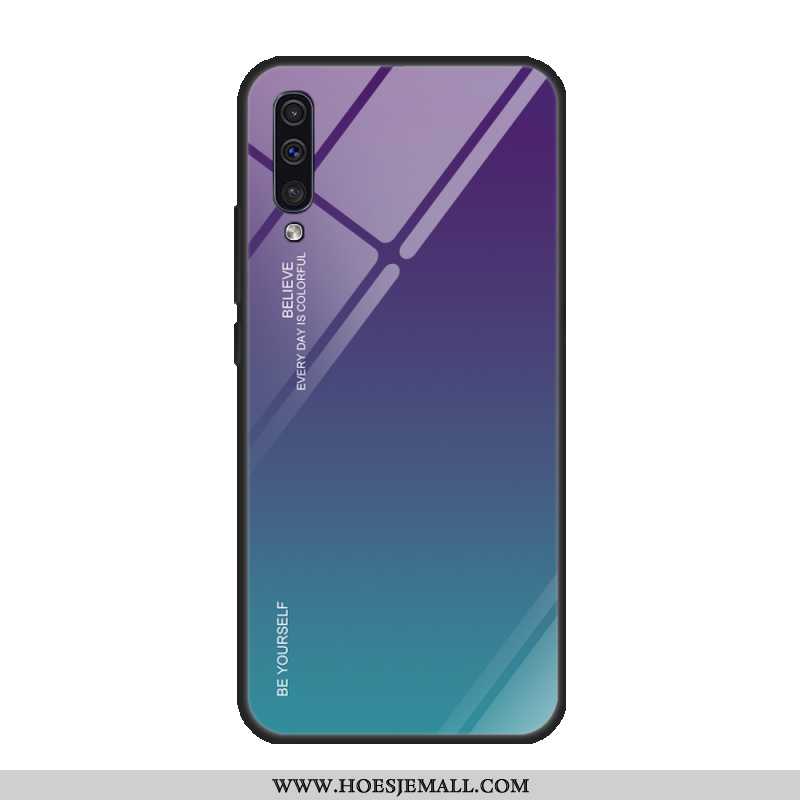 Hoes Samsung Galaxy A50 Glas Bescherming Tempereren Purper Achterklep Ster Hoesje