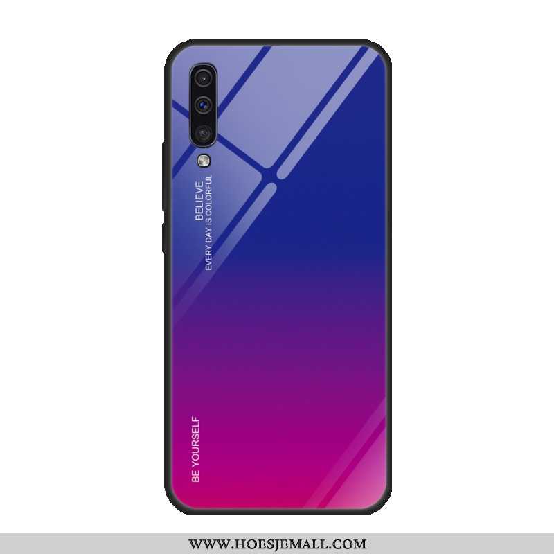 Hoes Samsung Galaxy A50 Glas Bescherming Tempereren Purper Achterklep Ster Hoesje