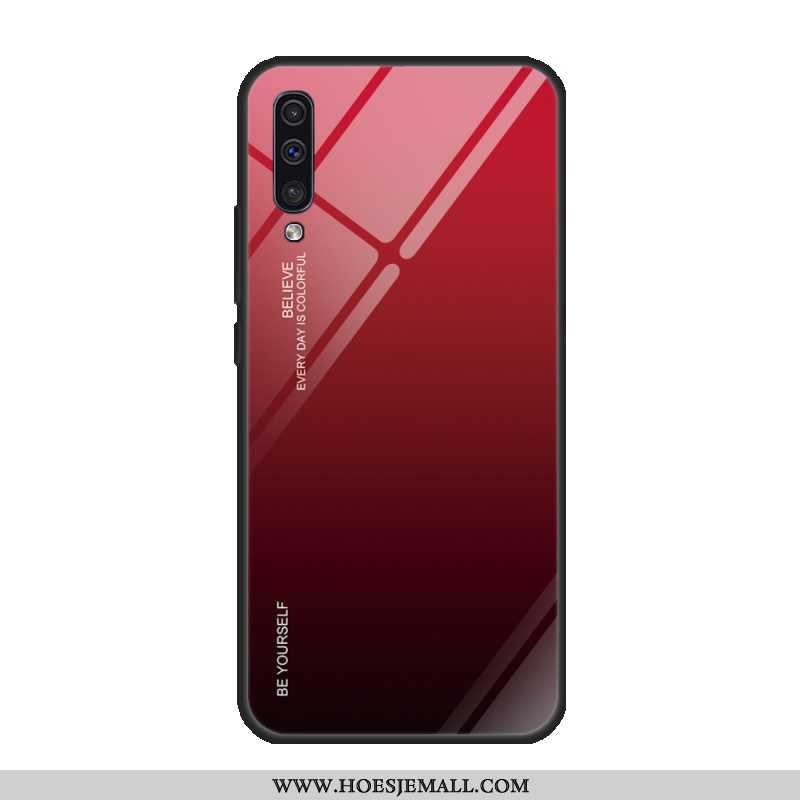 Hoes Samsung Galaxy A50 Glas Bescherming Tempereren Purper Achterklep Ster Hoesje