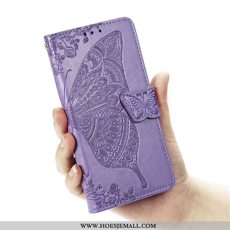 Hoesje Samsung Galaxy A50s Bescherming Leren Folio Bloemen Anti-fall Purper Mobiele Telefoon