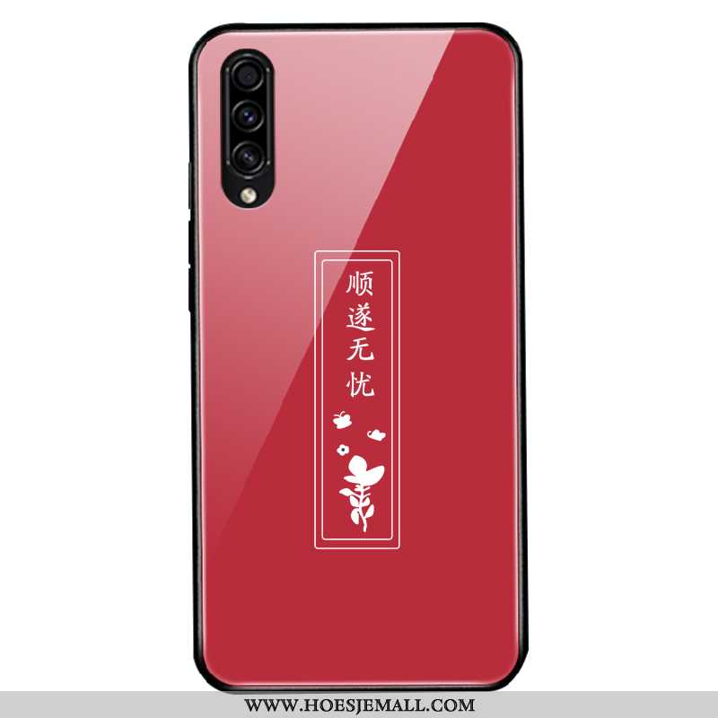 Hoes Samsung Galaxy A50s Persoonlijk Scheppend Rood Glas Siliconen Hoesje