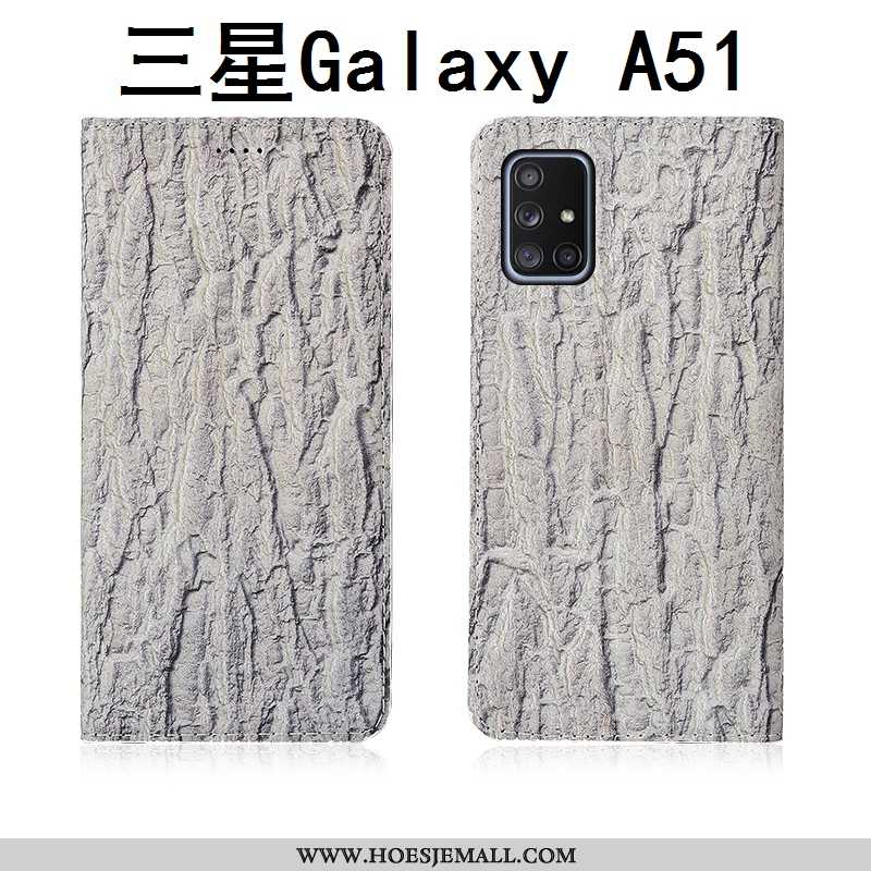 Hoesje Samsung Galaxy A51 Leer Siliconen Nieuw Anti-fall Leren Hoes Zwart Zwarte