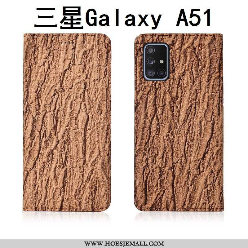 Hoesje Samsung Galaxy A51 Leer Siliconen Nieuw Anti-fall Leren Hoes Zwart Zwarte