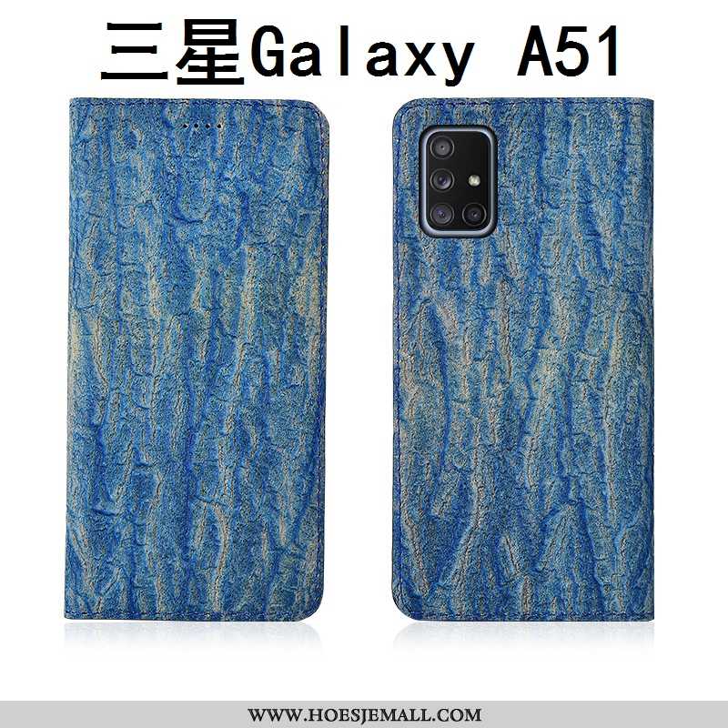 Hoesje Samsung Galaxy A51 Leer Siliconen Nieuw Anti-fall Leren Hoes Zwart Zwarte